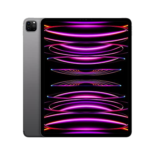 Apple iPad Pro 12.9-inch (6th Generation): with M2 chip, Liquid Retina XDR Display, 128GB, Wi-Fi 6E + 5G Cellular, 12MP front/12MP and 10MP Back Cameras, Face ID, All-Day Battery Life – Space Gray