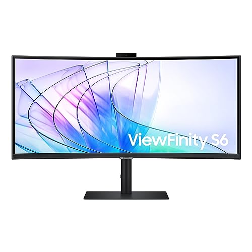 SAMSUNG 34” ViewFinity S65VC Series Ultrawide QHD Curved Monitor, Built-in FHD Camera, HDR10, 100Hz, 350 nit, USB- C, Adjustable Stand, Intelligent Eye Care, LS34C650VANXGO, Black