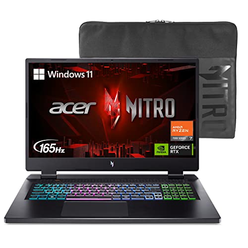 Acer Nitro 17 Gaming Laptop | AMD Ryzen 7 7840HS Octa-Core CPU | NVIDIA GeForce RTX 4050 Laptop GPU | 17.3