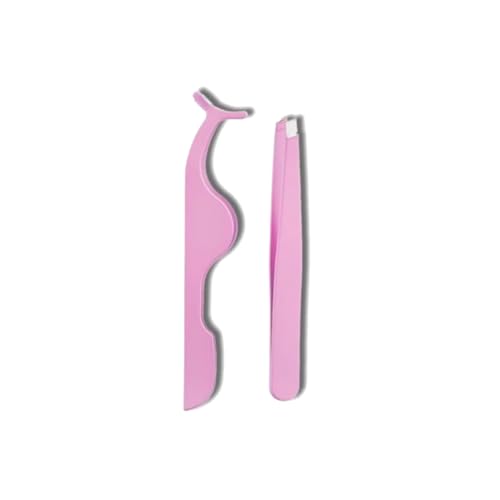 2 PCS Stainless Steel False Eyelash Applicator Tools - Fashionably Designed for Easy Curling (Pink)