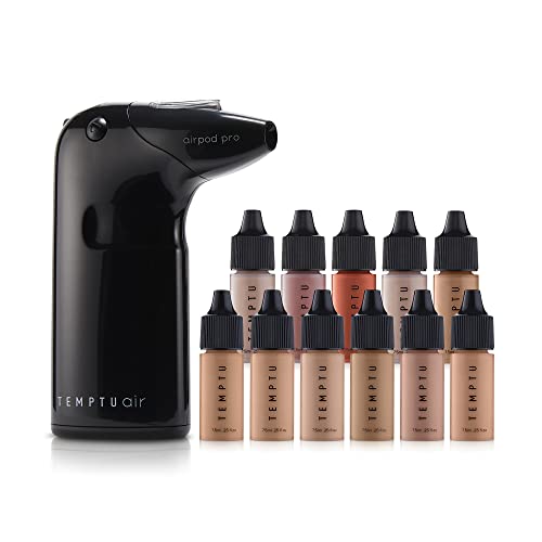 TEMPTU Air Flawless Complexion Airbrush Kit: Cordless Pro Airbrush System Refillable Pro Makeup Cartridges Includes Primer, Blush, Highlighter & Perfect Canvas Foundation Set