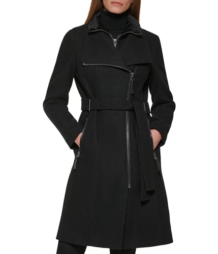 Calvin Klein Women's Angled Twill Fabric Wing Collar Coat