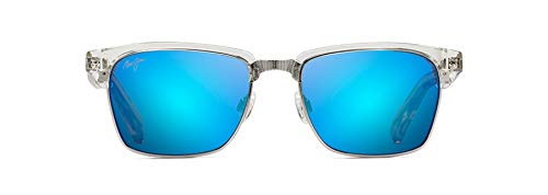 Maui Jim Unisex Sunglasses Clear Frame, Blue Hawaii Mirror Polarized Lenses, 54MM