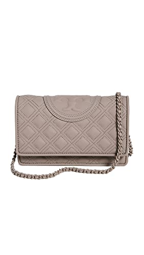 Tory Burch Women's Fleming Matte Chain Wallet, Gray Heron, Grey, One Size