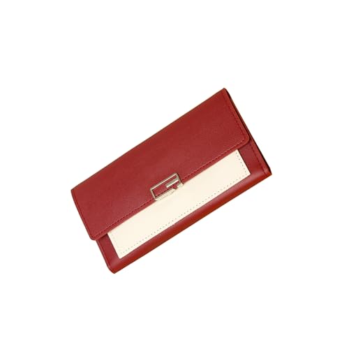 IFFANY Women's Leather RFID Organizer Wallet Card Holder with Zipper, Red