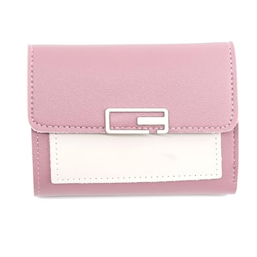 ICEMOB Convenient Trifold Card Wallet with Multiple Card Slots and Transparent ID Window，Women Pink Coin Purse