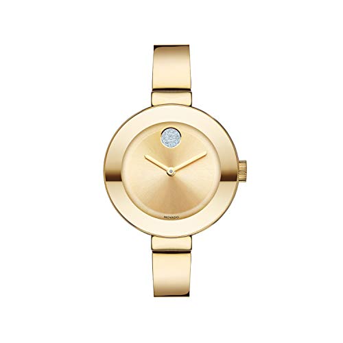 Movado Women's BOLD Bangles Yellow Gold Watch with a Flat Dot Sunray Dial, Gold (Model 3600201)