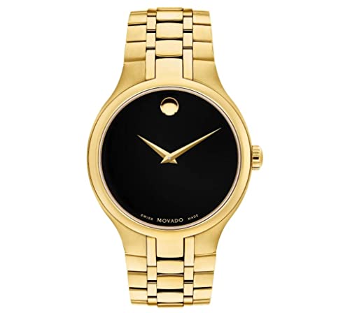 Movado Black Dial Yellow Gold PVD Watch 0607227