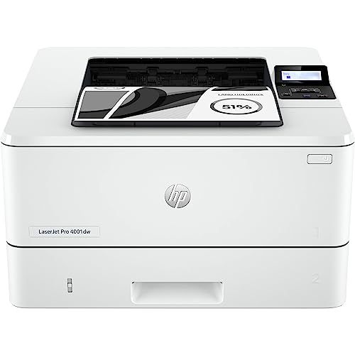 HP Laserjet Pro 4001dw Single-Function Wireless Monochrome Laser Printer - Print only - 2-line Back lit LCD Display, 42 ppm, 1200 x 1200 dpi, Auto 2-Sided Printing, 8.5 x 14, Ethernet