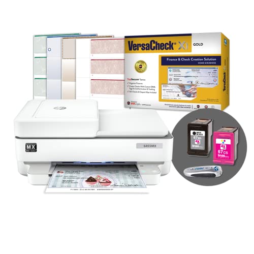 VersaCheck HP Envy 6455 MXE MICR Printer X1 Gold Printing Software Bundle, White