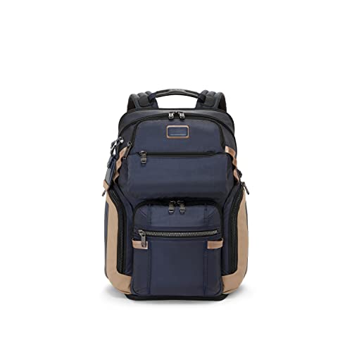 TUMI Alpha Bravo Nomadic Backpack - Laptop & Tablet Storage - Nylon Backpack with Leather Accents - Midnight Navy/Khaki