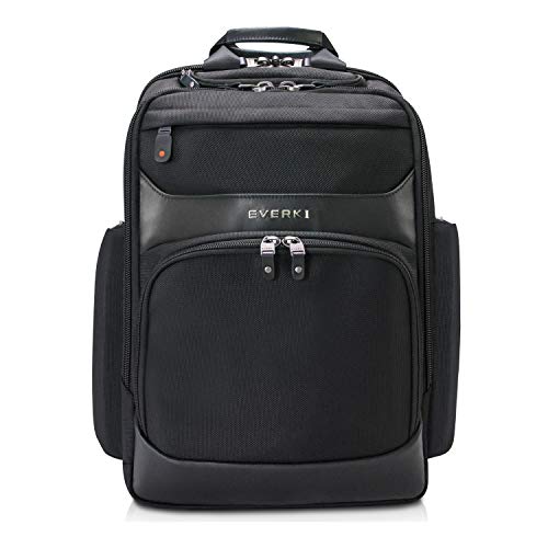 Everki Onyx Premium Business Executive 17.3-Inch Laptop Backpack, Ballistic Nylon and Leather, Travel Friendly (EKP132S17), Black