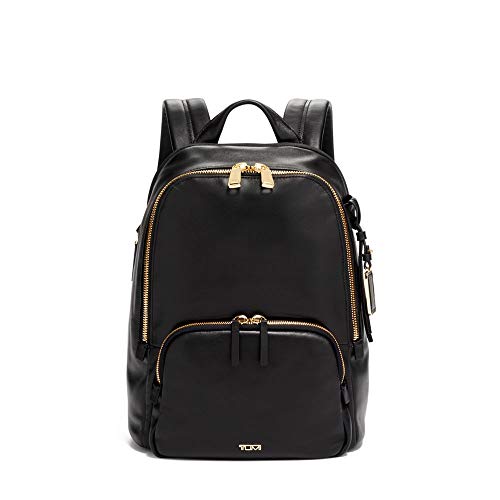 TUMI Voyageur Hannah Leather Backpack - Women's Backpack & Computer Bag - For Everyday Use & Travel - Black & Gold Hardware