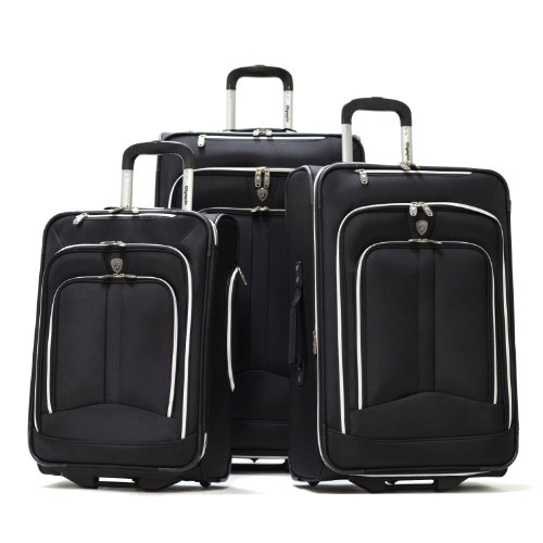 Olympia Luggage Hamburg 3-Piece Luggage Set,Black,One Size