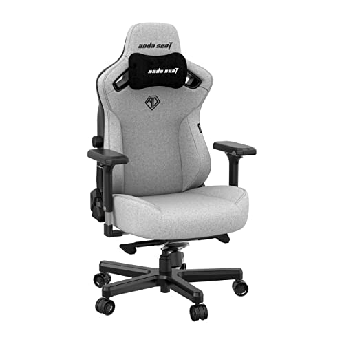 Anda Seat Kaiser 3 Gaming Chairs for Adults - Large Ergonomic Computer Chair with Lumbar Support, Comfortable Fabric Video Game Chairs with Headrest - Grey Recliner Desk Office Gaming Chair