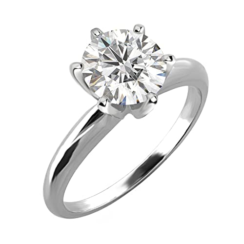 Dazzlingrock Collection IGI Certified 2.02 Carat (ctw) 14K Round Diamond Ladies Solitaire Ring 2 CT, White Gold