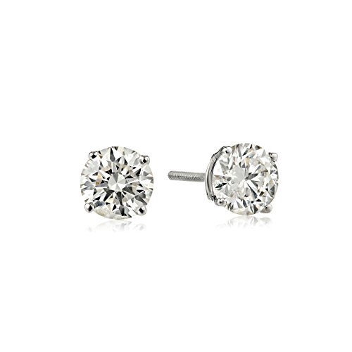 Amazon Collection IGI Certified 14k Gold Round Diamond Stud Earrings (H-I Color, I1 Clarity)