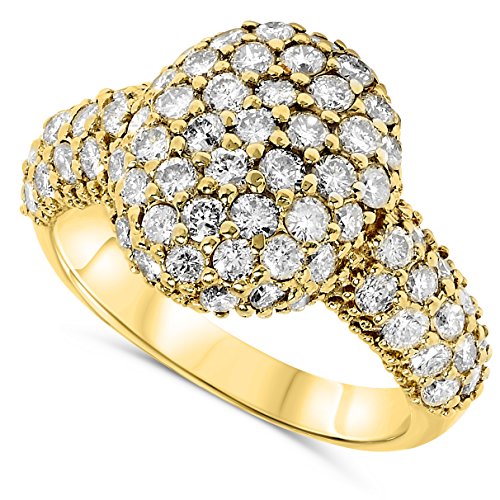 Jewelry Bliss 2 Carat 18k Yellow Gold Natural Diamond Studded Oval Dome Designer Cocktail Ring For Women Size 6.75