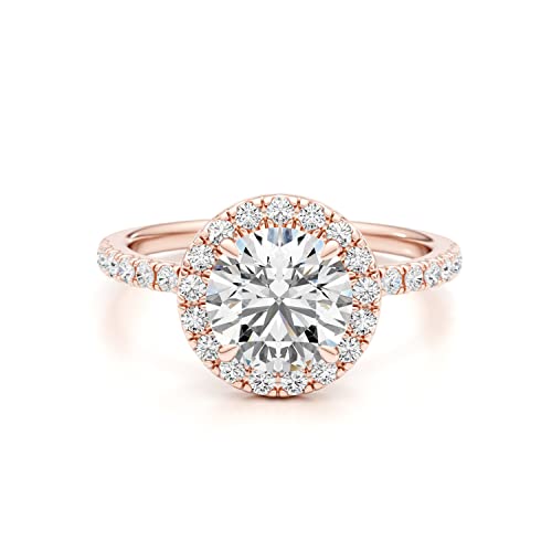 GLAM AND GEMS 1/2 Carat Lab Grown Diamond and 2 Carat Moissanite Engagement Ring for Women in 14k White/Yellow/Rose Gold (D-E, VS, cttw) Wedding Ring Size 5.5 to 8 (10)