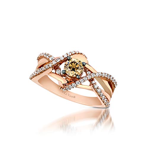 3/4 Carat White and Chocolate Diamond Split Shank Crossover Ring for Women in 14k Rose Gold (G-H/Fancy Brown, VS2-SI1, cttw) Anniversary Promise Ring Size 5.25 to 9.5 by LeVian