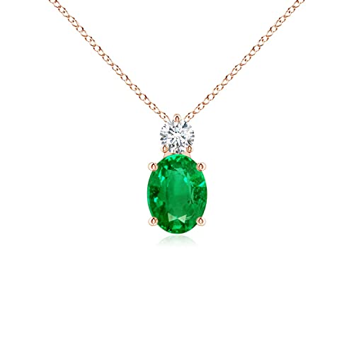 Angara Natural Emerald Solitaire Pendant Necklace for Women, Girls in 14K Solid Gold/Platinum/Sterling Silver | May Birthstone | Jewelry Gift for Her | Birthday|Wedding Anniversary