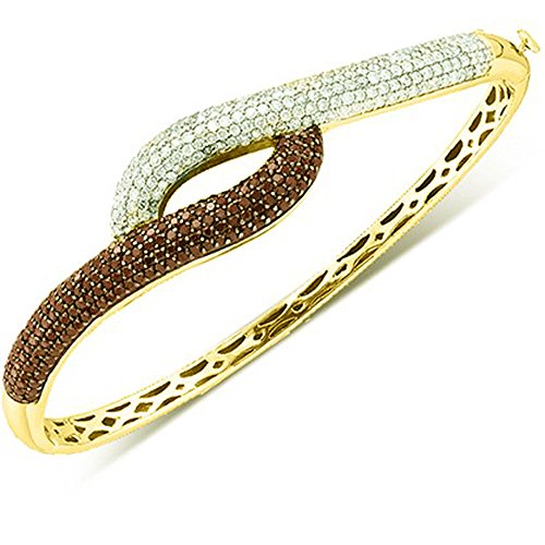 Dazzlingrock Collection 2.53 Carat (ctw) 14k Round White & Brown Diamond Ladies Fashion Bangle Bracelet, Yellow Gold