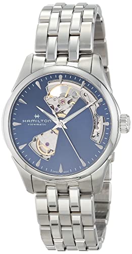 Hamilton Watch Jazzmaster Open Heart Lady Swiss Automatic Watch 36mm Case, Blue Dial, Silver Stainless Steel Bracelet (Model: H32215141)