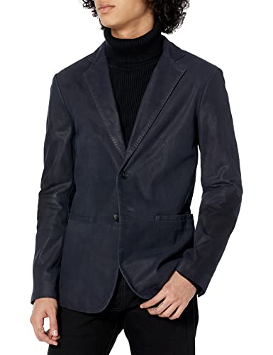 John Varvatos Men's Garment Washed Slim Fit Notch Lapel Jacket with Tw