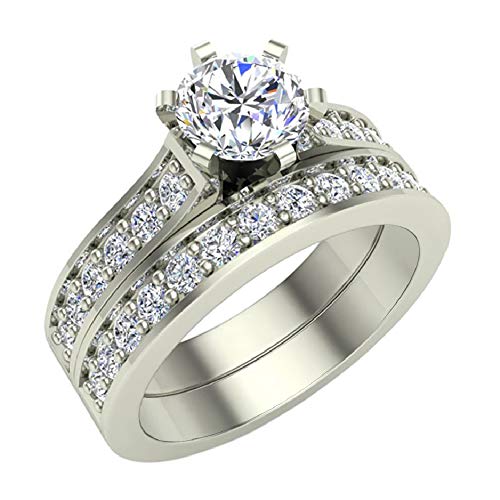 Glitz Design Classic Channel Engagement Ring Set Sparkling Diamond Wedding Set 1.10 ctw 14K Gold