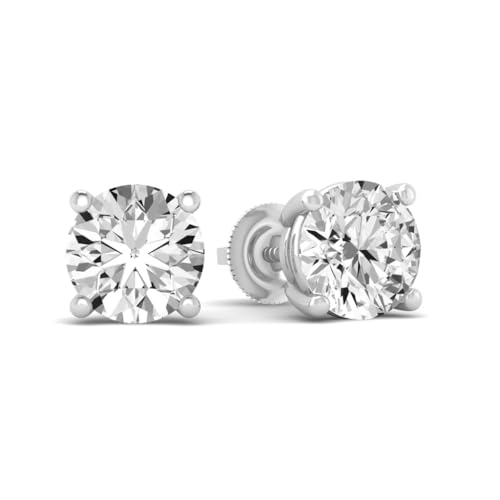 1/2 Carat - 5 Carat Lab Grown Diamond | 14K White Gold Four prong Lab-Grown Diamond Solitaire Stud Earrings | screw back | D-E color and VS1 clarity | ARAIYA FINE JEWELRY