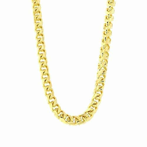 14K REAL Yellow Gold 4.00mm Shiny SOLID Diamond-Cut Round Franco Chain Necklace Or Bracelet for Pendants and Charms with Lobster-Claw Clasp (8.75